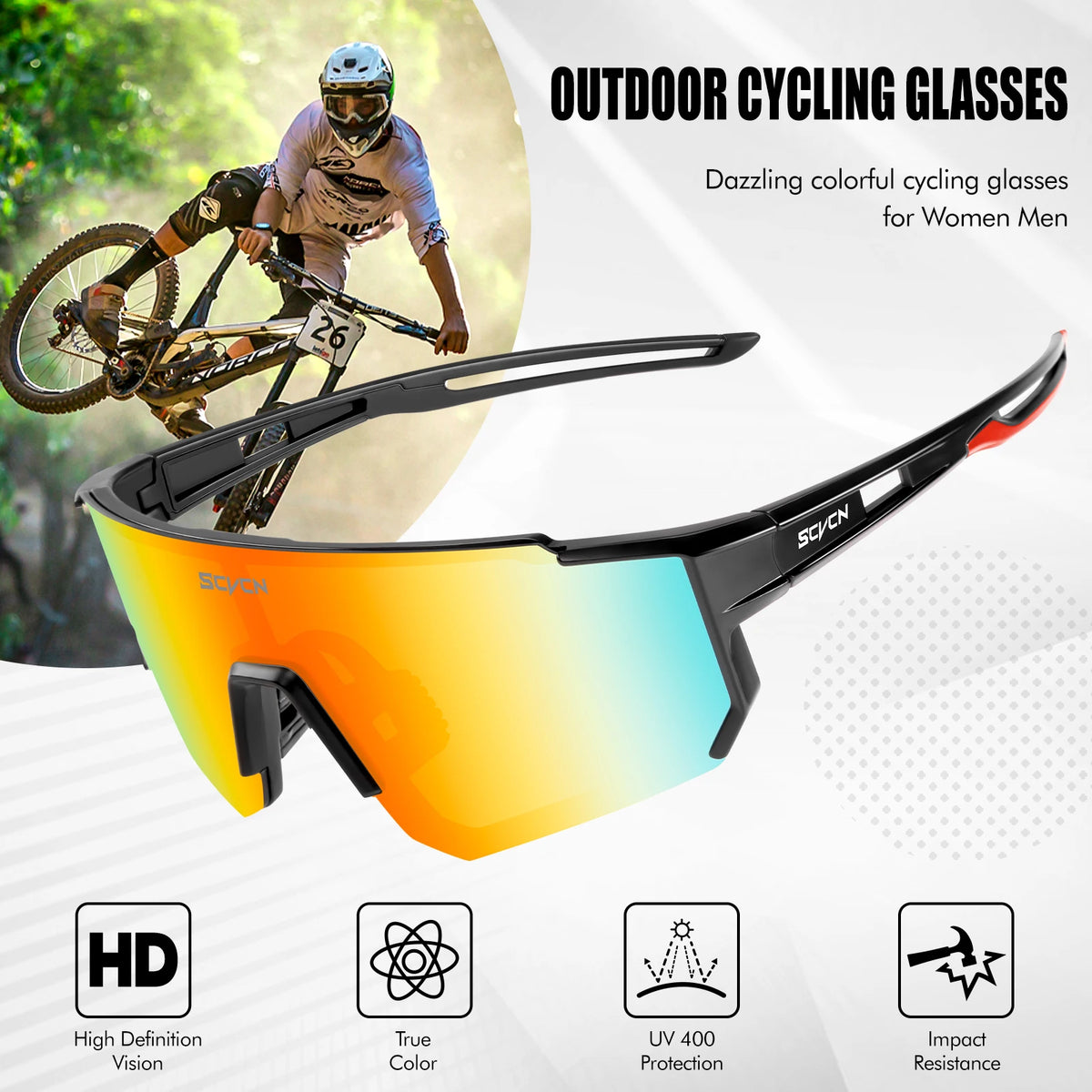Scvcn New Outdoor Cycling Sunglasses Men Road Driving Bike