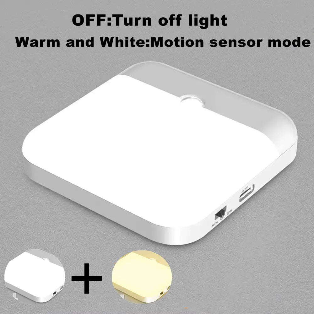 Motion Sensor Led Light Usb Charging Square Lamp for Bedroom Kitchen Stair Hallway Wardrobe Cupboard Lighting Led Light