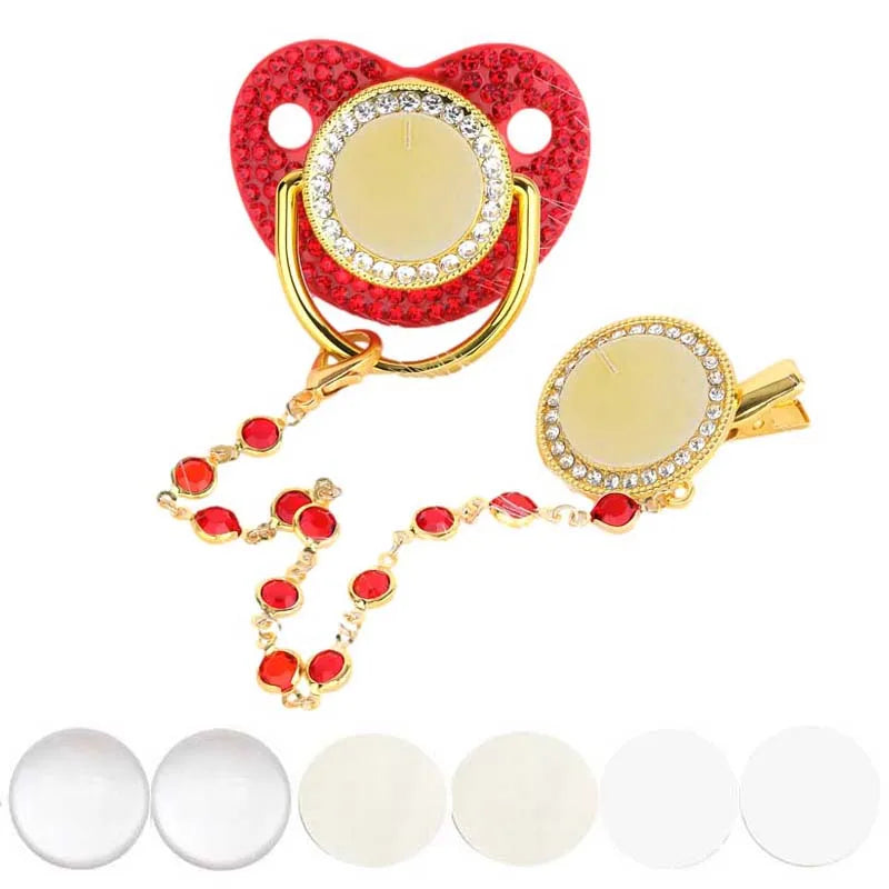 Customization Baby Pacifier Luxury Rhinestone Blank Pacifier Clips