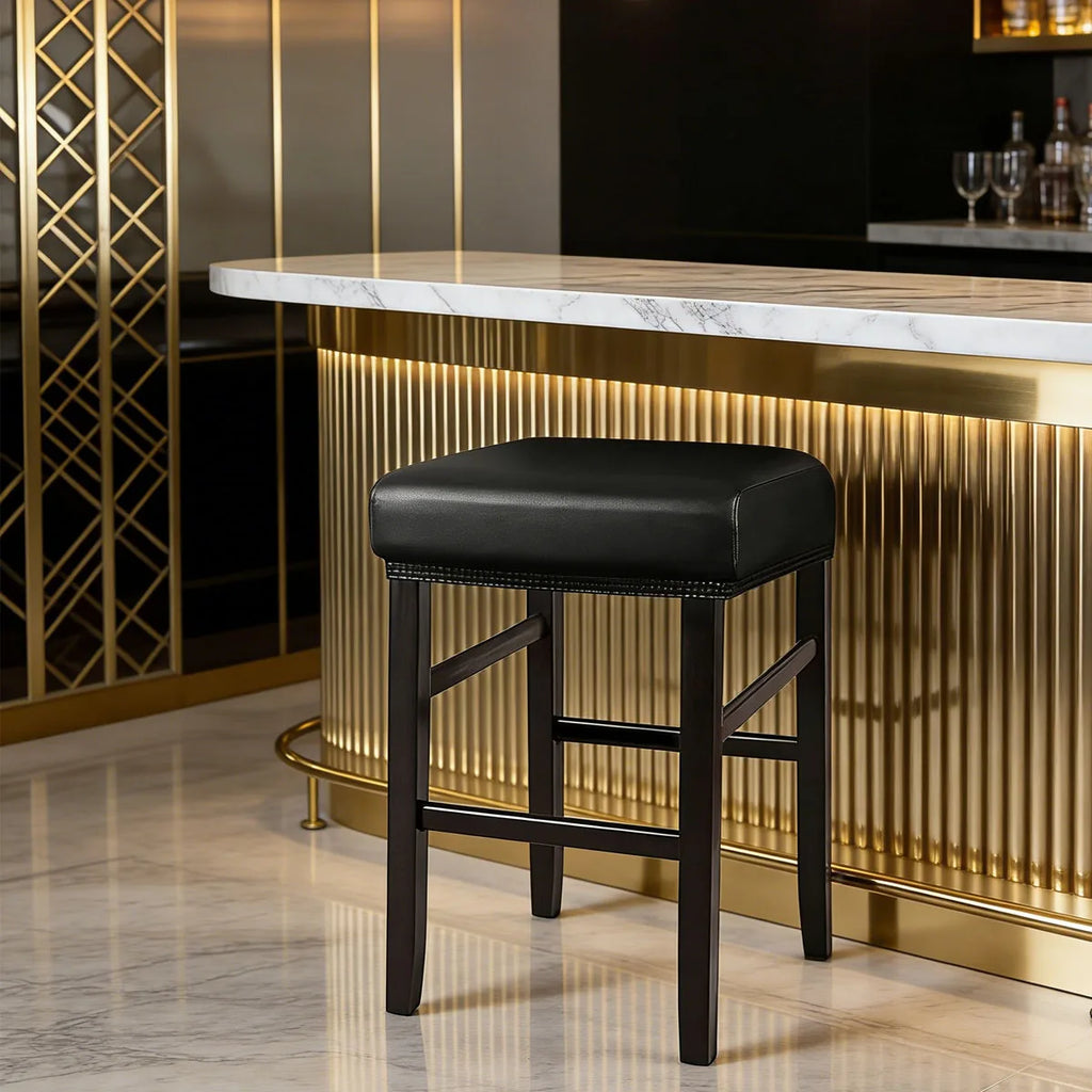 PU Leather Bar Stool Covers Rectangular 100% Waterproof Oilproof Stool Covers Thicker Leather Saddle Stools Slipcover
