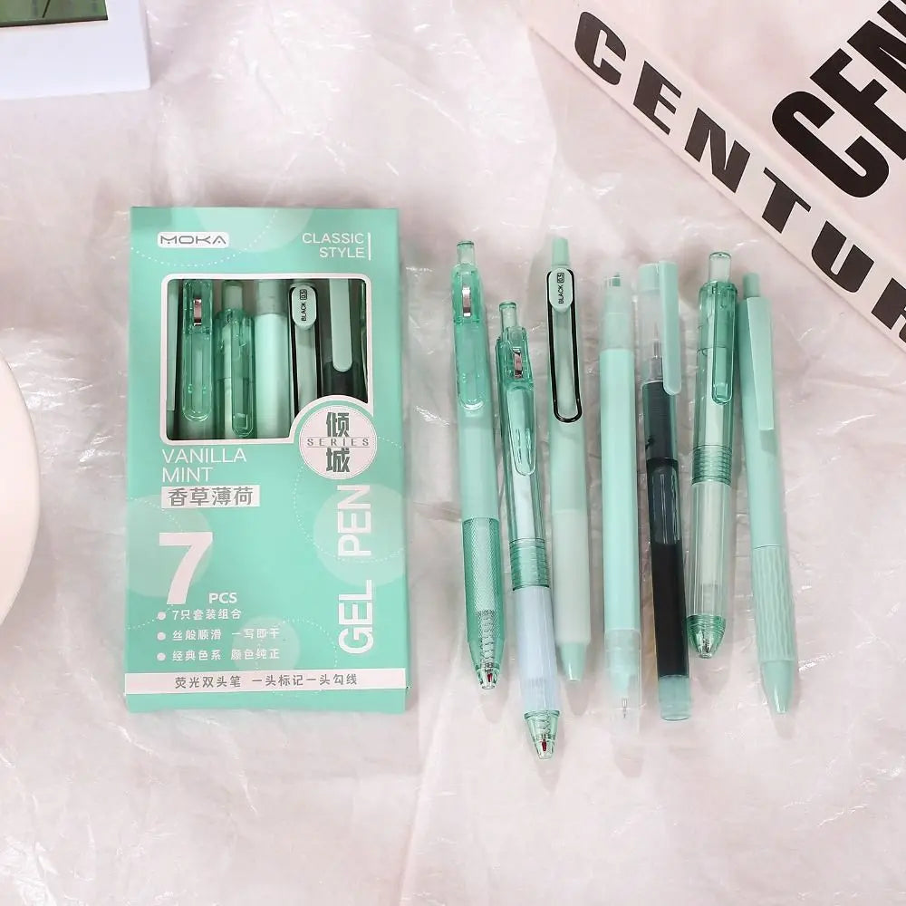 7-Pc Retractable Gel Pen Set 0.5mm Quick Dry