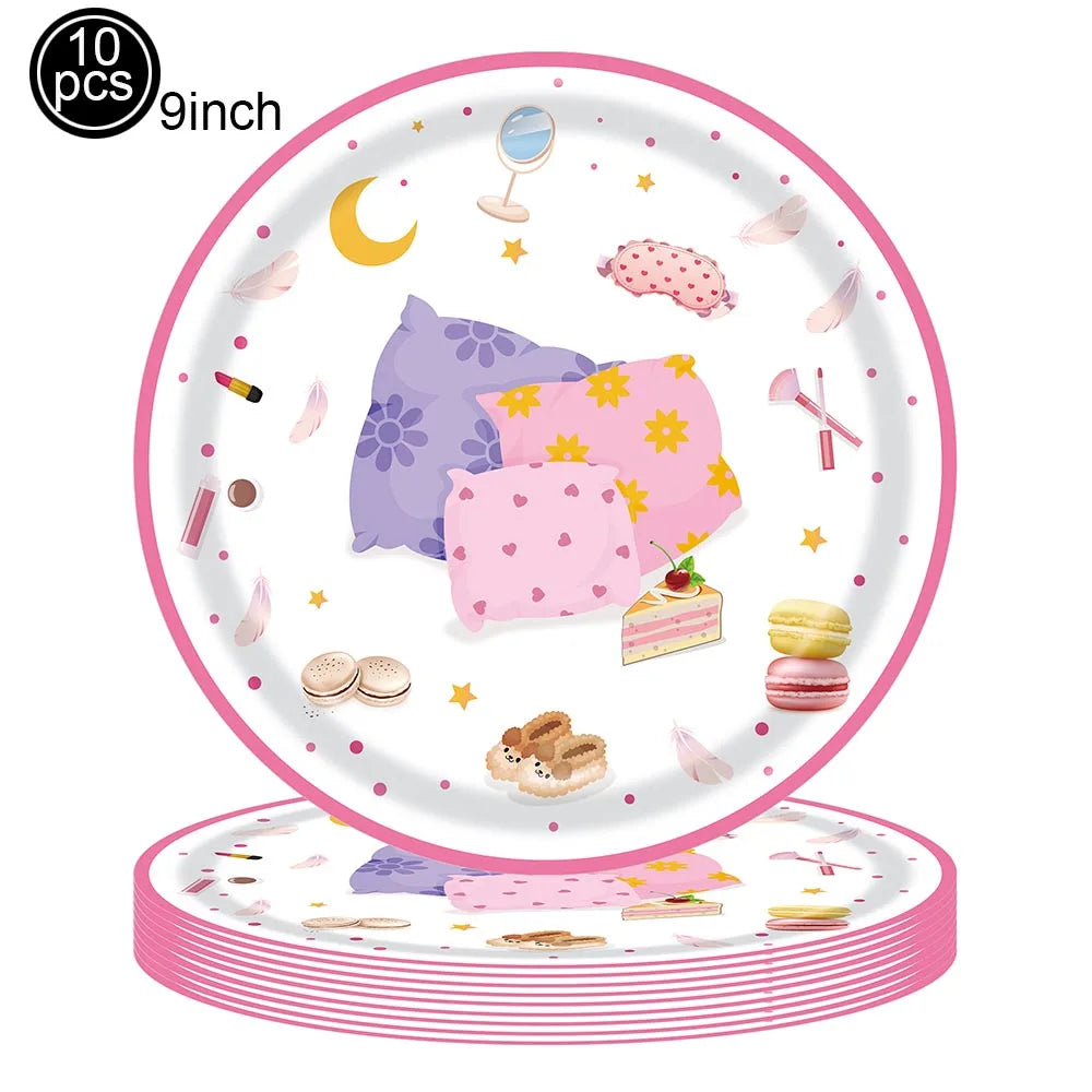 Pink Pajama Theme Candy Biscuit Snack Gift Bags with Handle Girls Night Birthday Party Baby Shower Decoration Supplies Gifts