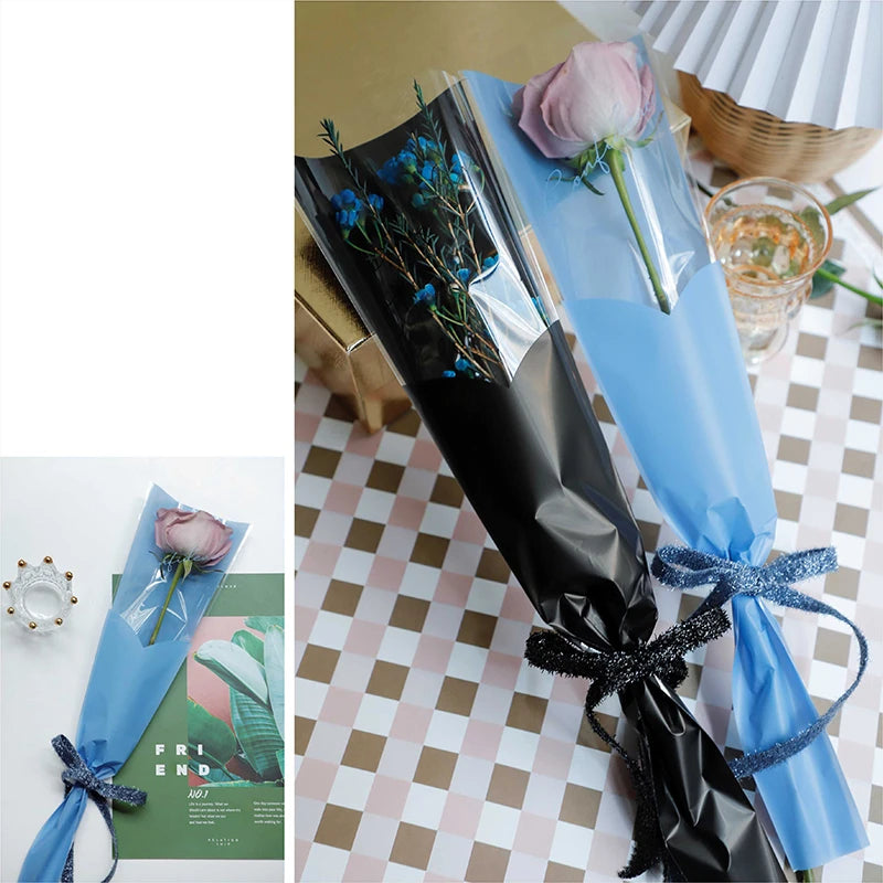 Tulip Single Rose Sleeve Bag, Flower Bag, Bouquet Packaging Bags, Flower Shop, New, 50Pcs