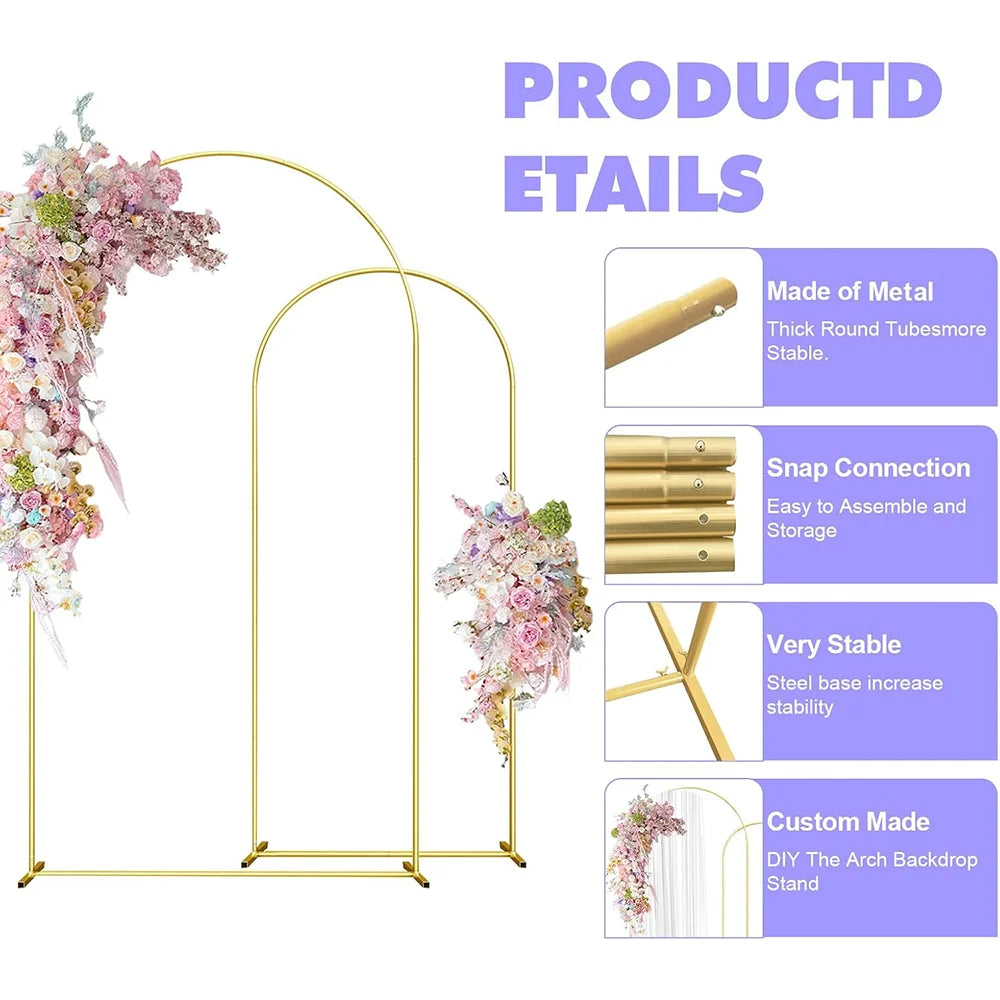 Metal Gold Wedding Arch Stand 1PCS 3.9FT 5.9FT 7.2FT