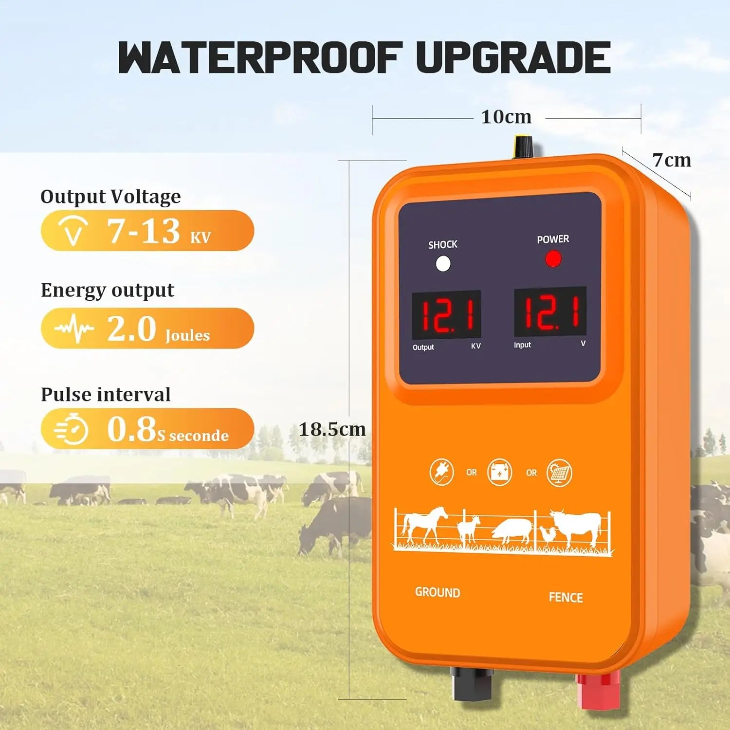 15KM 7KV-13KV adjustable electric fence with LED display waterproof electric fence for pastures for poultry with 200M cable
