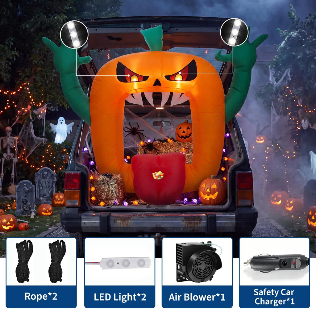 6 FT Halloween Inflatables Pumpkin Trunk or Treat Car Decorations