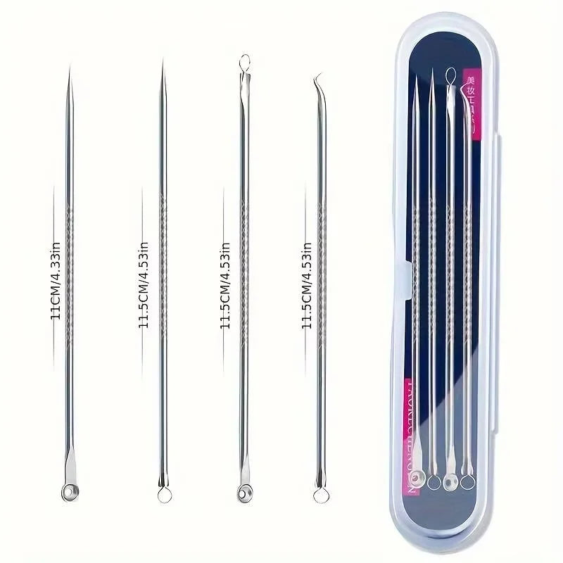 4pcs/8pcs /set Facial Pore Cleaner Spoon Blackhead Comedone Acne Pimple Blackhead Remover Tool Needles For Face Skin Care Tool