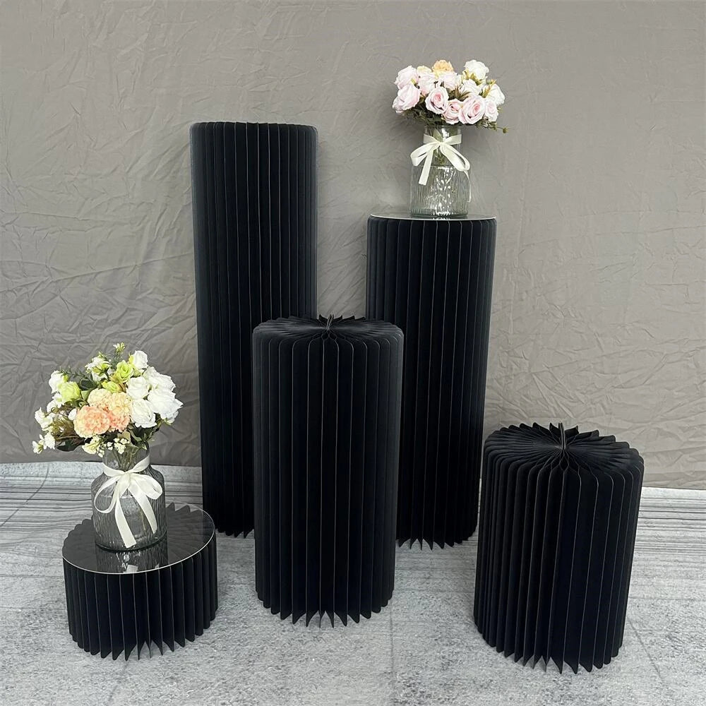 Centerpieces Cardboard Vases Foldable Cardboard Display Columns Stand for Wedding Birthday Party Backdrop Cupcake Decorations