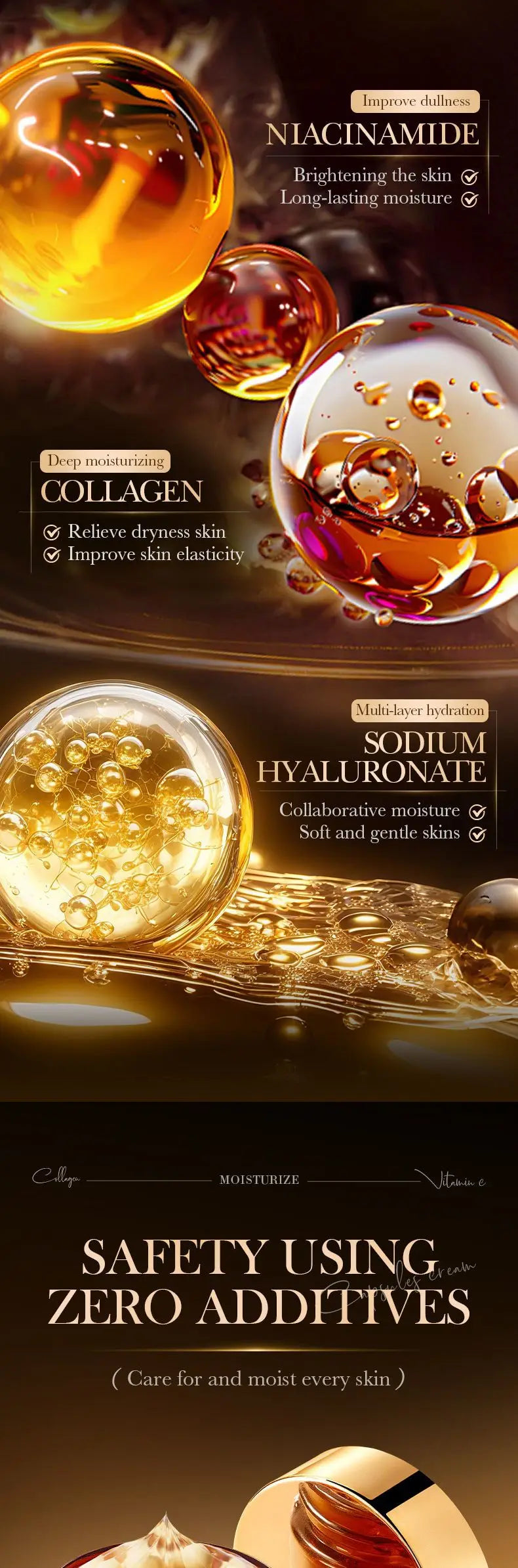 SADOER Vitamin C Capsule Face Cream Whitening Moisturizing Anti-Aging Anti Wrinkles Facial Cream Face Skin Care Products