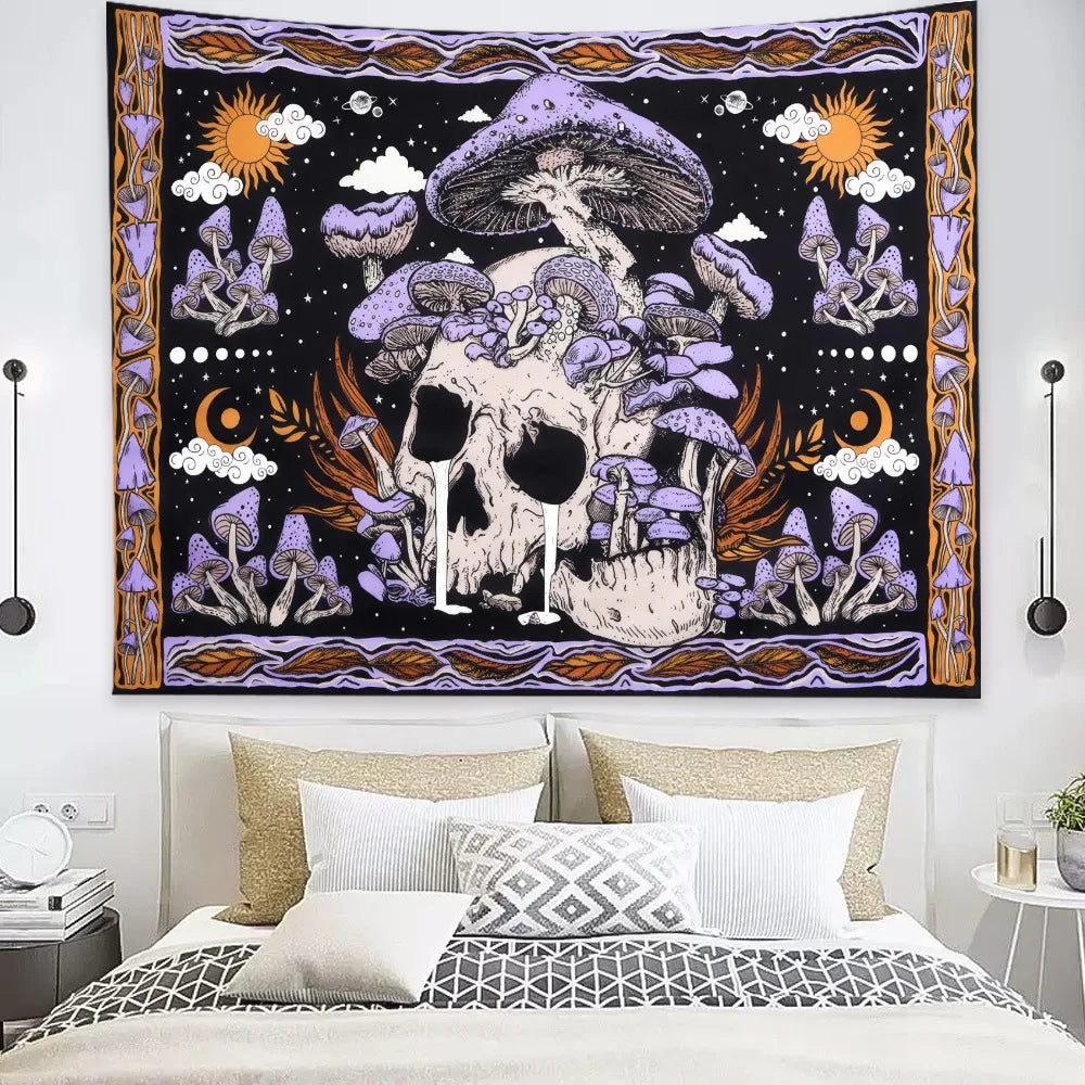 Butterflies and Moths Tapestry Black and White Flower Tapestry Wall Hanging Beach Blanket Romantic Bedroom Dorm Home Decor