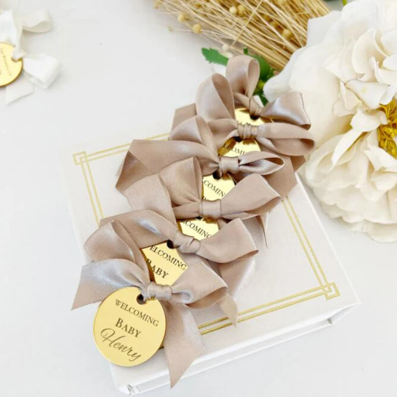 Personalized Mirror Acrylic Tags For Wedding Engagement Custom Baptism Wedding Name Baby Baptism Mirror Decoration Gift Tags