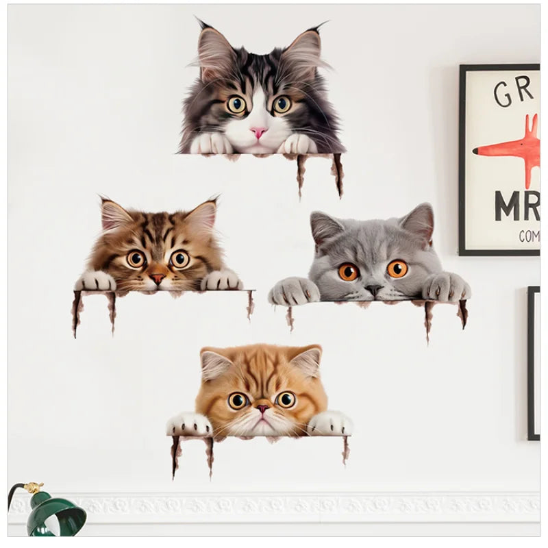 Cat Peeping Wall Stickers Living Room Children Bedroom Home Decoration DIY Cartoon Animal Wallpaper Removable Vinyl Decals