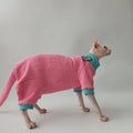Sweet Spring Elegant Pink Suit for Sphynx Cat 4-legged Coat Hat Tail Cover Sweatshirt Set for Female Cats Jumpsuit for Devon Rex