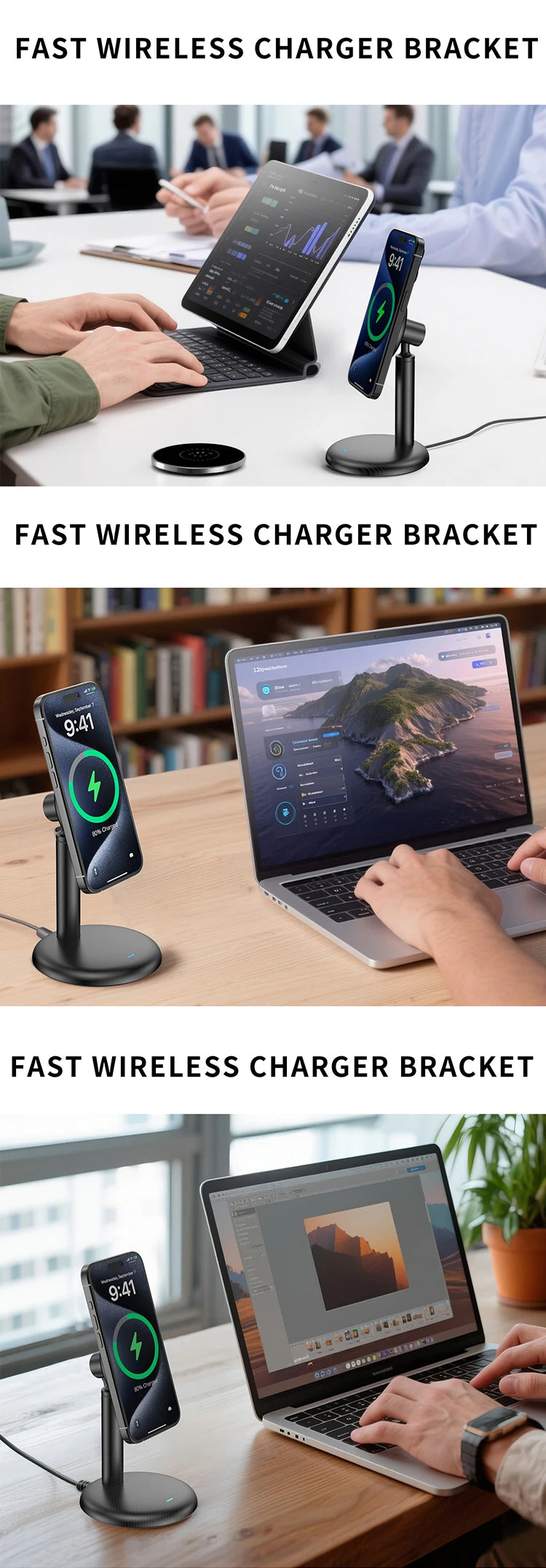 2025 15W Wireless Charger Stand For Magsafe iPhone 17 16 15 14 13 12 Pro Max Qi2 Fast Charging Station for Office Home Travel
