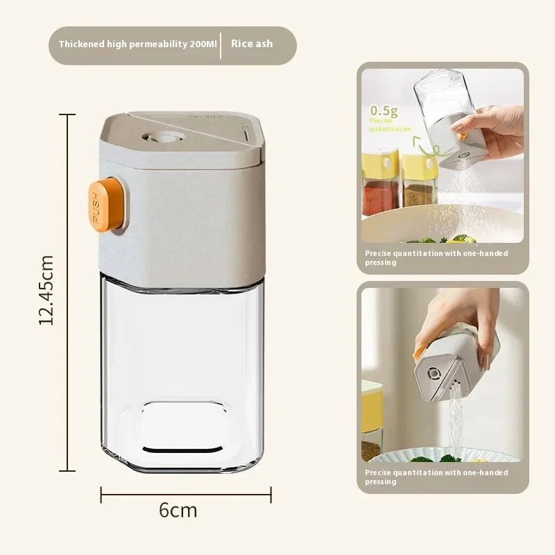 2026 New Kitchen Quantitative Salt Bottle Spice Can Pepper Chili Powder Jar Glass Seasoning Tank Sealed Moisture-proof Gadgets