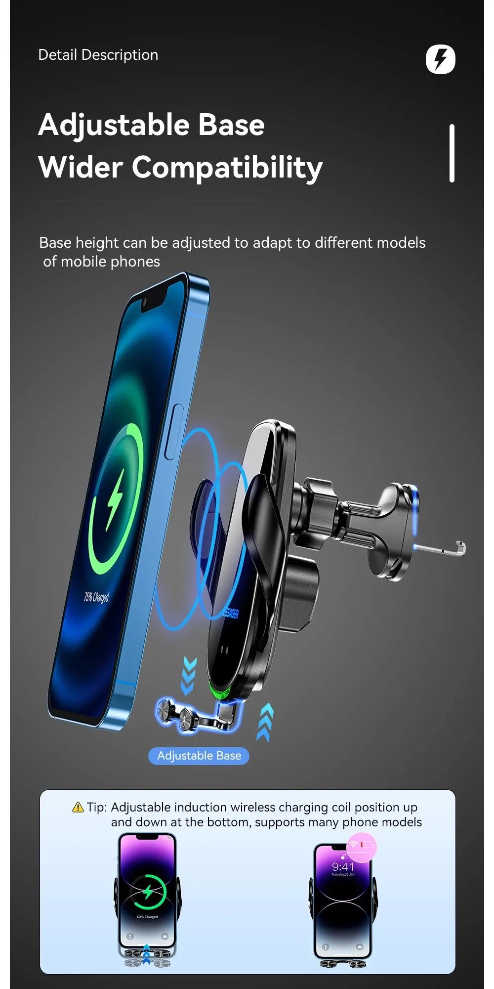 Essager 15W Car Wireless Charger Air Vent Mount For iPhone 14 13 12 Smart Wireless Charger Stand For Xiaomi Huawei Fast Charging