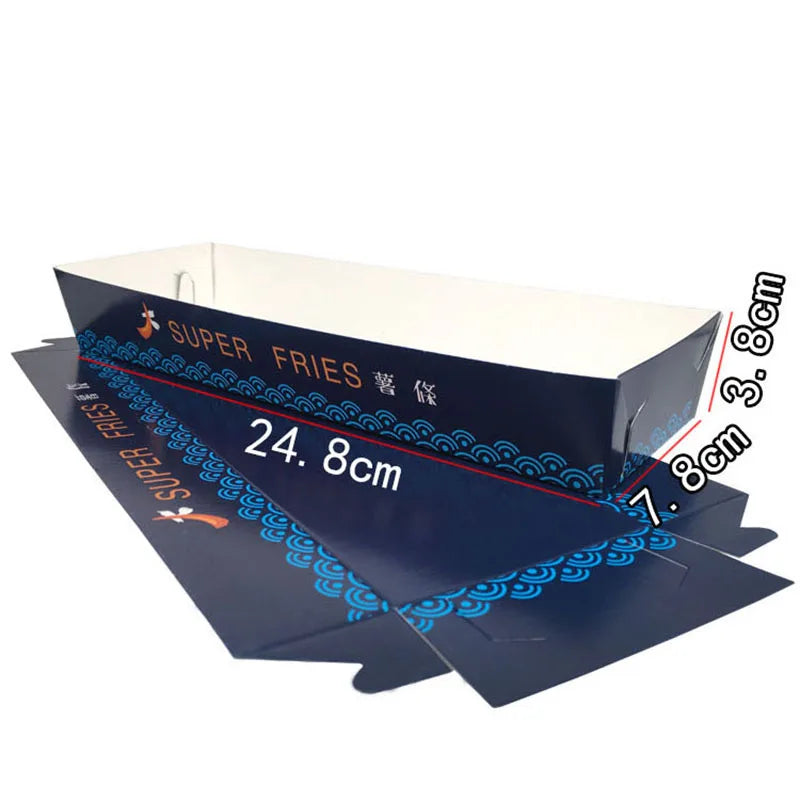 100pcs French Fries Packaging Paper Box Disposable Long Potato Chips Snack Baking Food Packing Holder
