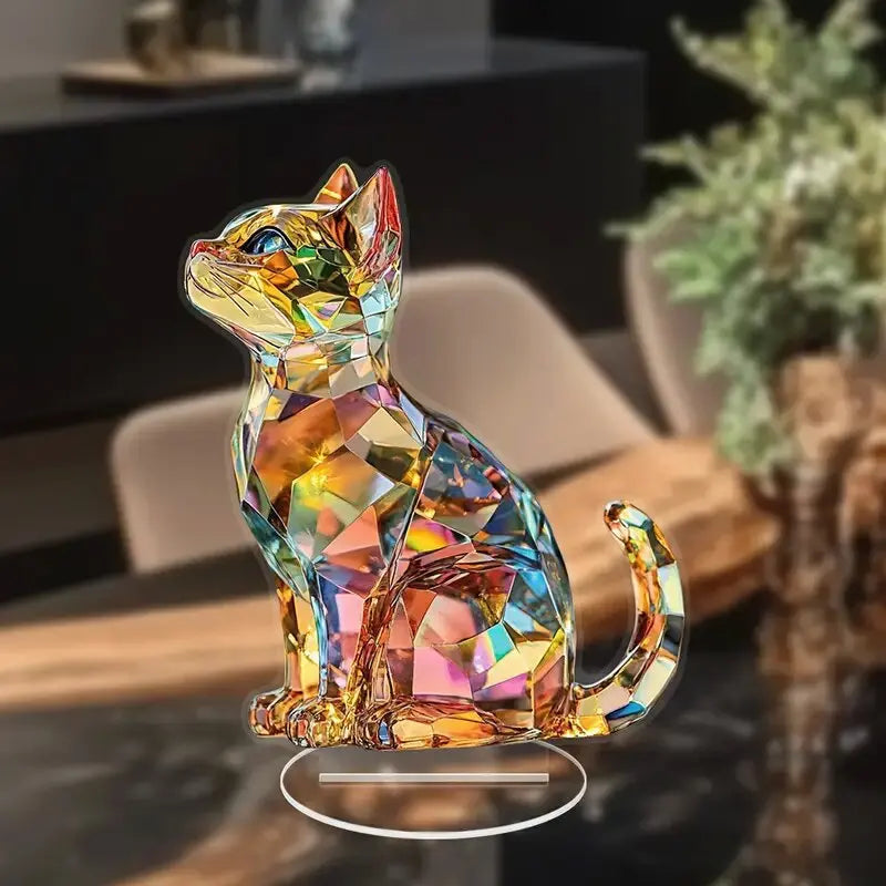 Artistic Crystal Cat Sculpture 1 Cute Home Desktop Decoration Ideal Gift for Family And Friends Suitable for Bedroom Decor