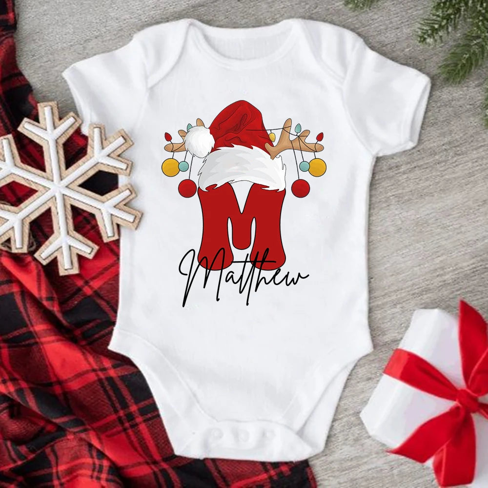 Personalized Christmas Family Matching Outfit Letter with Name T-shirt
