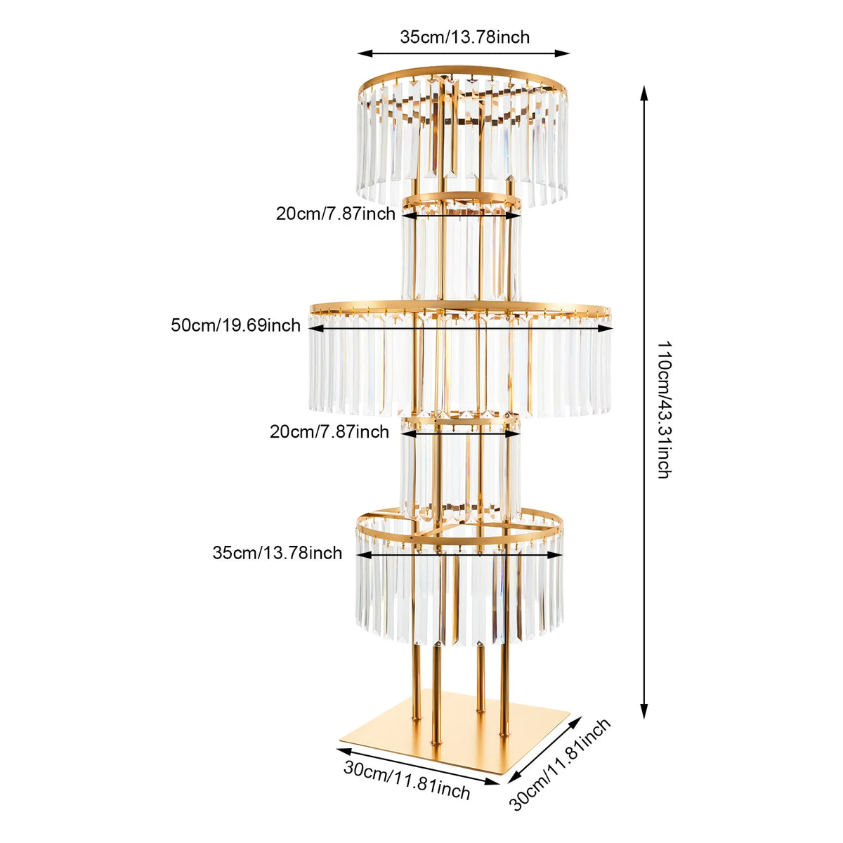 Gold 5‑Tier Wedding Flower Stand Acrylic Iron Electroplated Flower