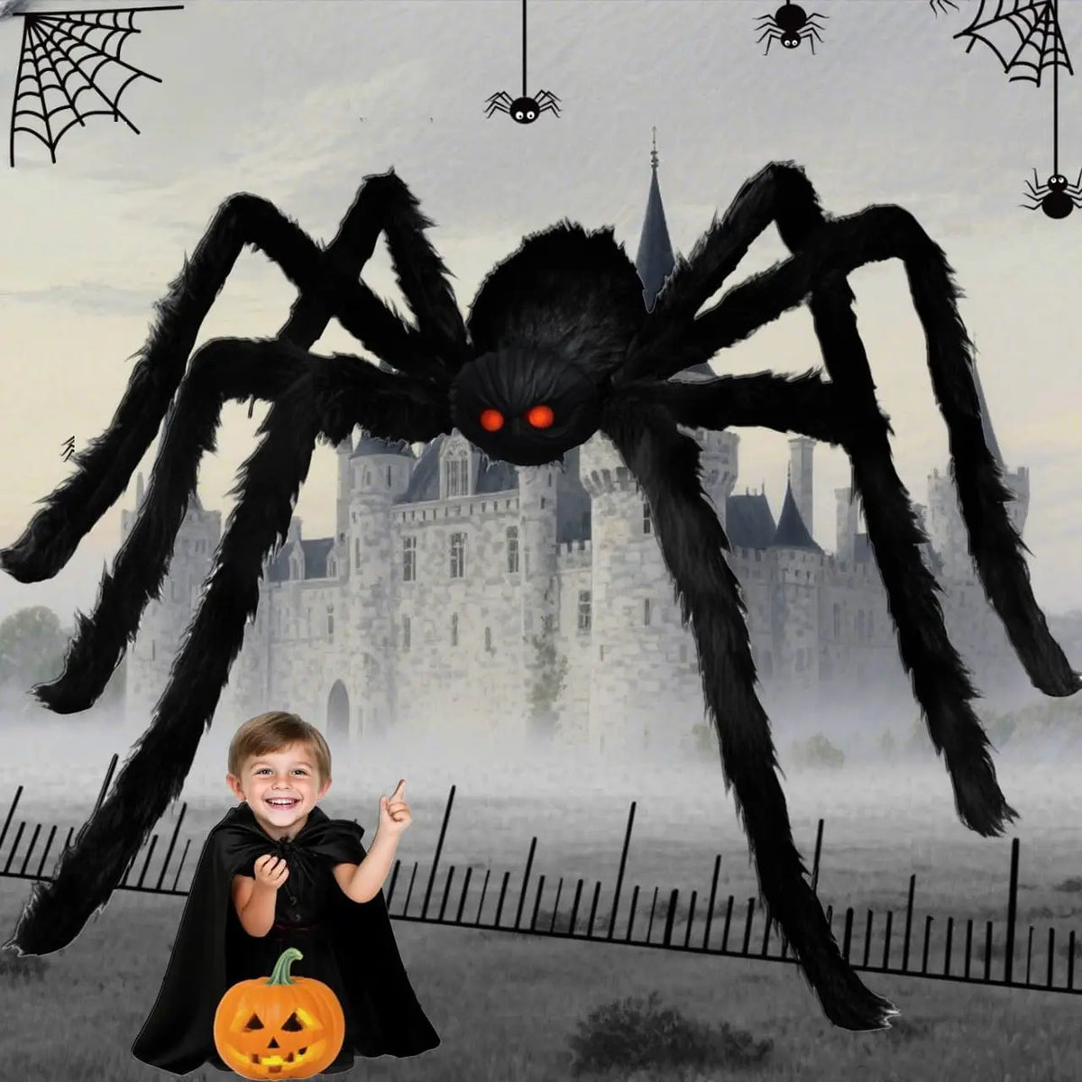 Giant Black Plush Spider Halloween Decoration