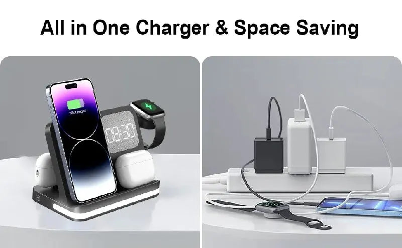6 In 1 Wireless Charger Stand For iPhone Samsung S23 S22 Ultra Note Fold Galaxy Watch 5 4 Active Buds Fast Charging Dock Station