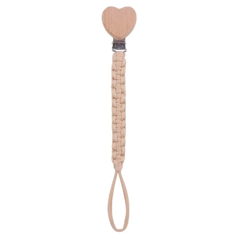 Custom Name Cloth Weaving Wooden Personalized Baby Pacifier Chain