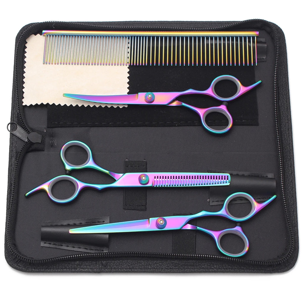Dog Grooming Scissors 6" JP Stainless Pet Hairdressing Scissors Cutting Scissors Thinning Shears Comb Curved Scissors Z3001