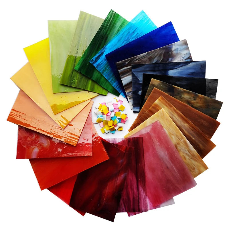 Square Mica Mosaic Tiles Glass Mosaic Transparent Stained Mosaic Arts Piece DIY Craft Materials Making Decoration Acc 10x10cm