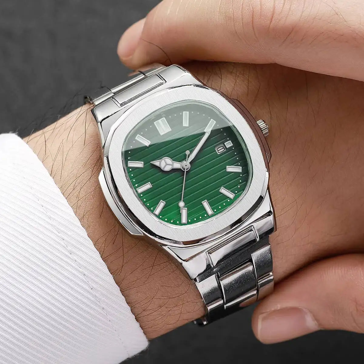 Luxury Men Business Watches Fashion Square Dial Stainless Steel
