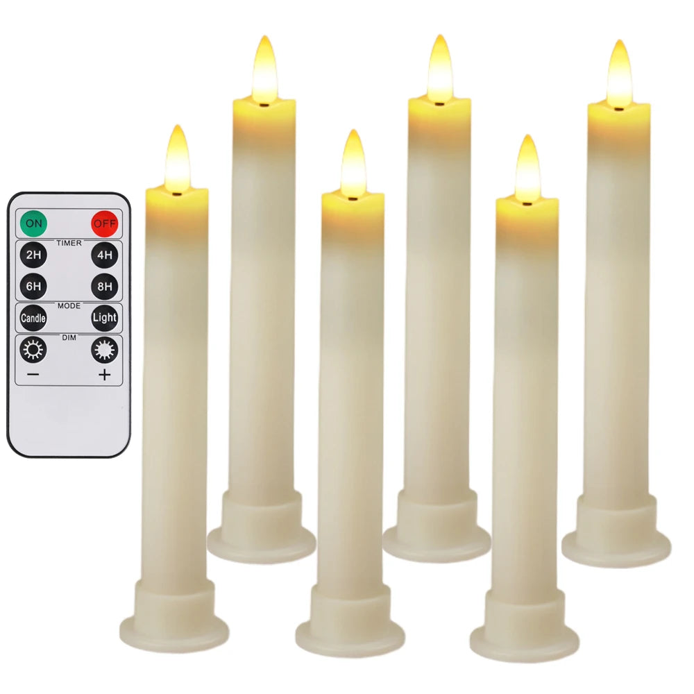 LED Flameless Taper Candles 6.5/11" Battery Operated Fake Flickering Candlesticks Electric Long Candles for Wedding Home Decor