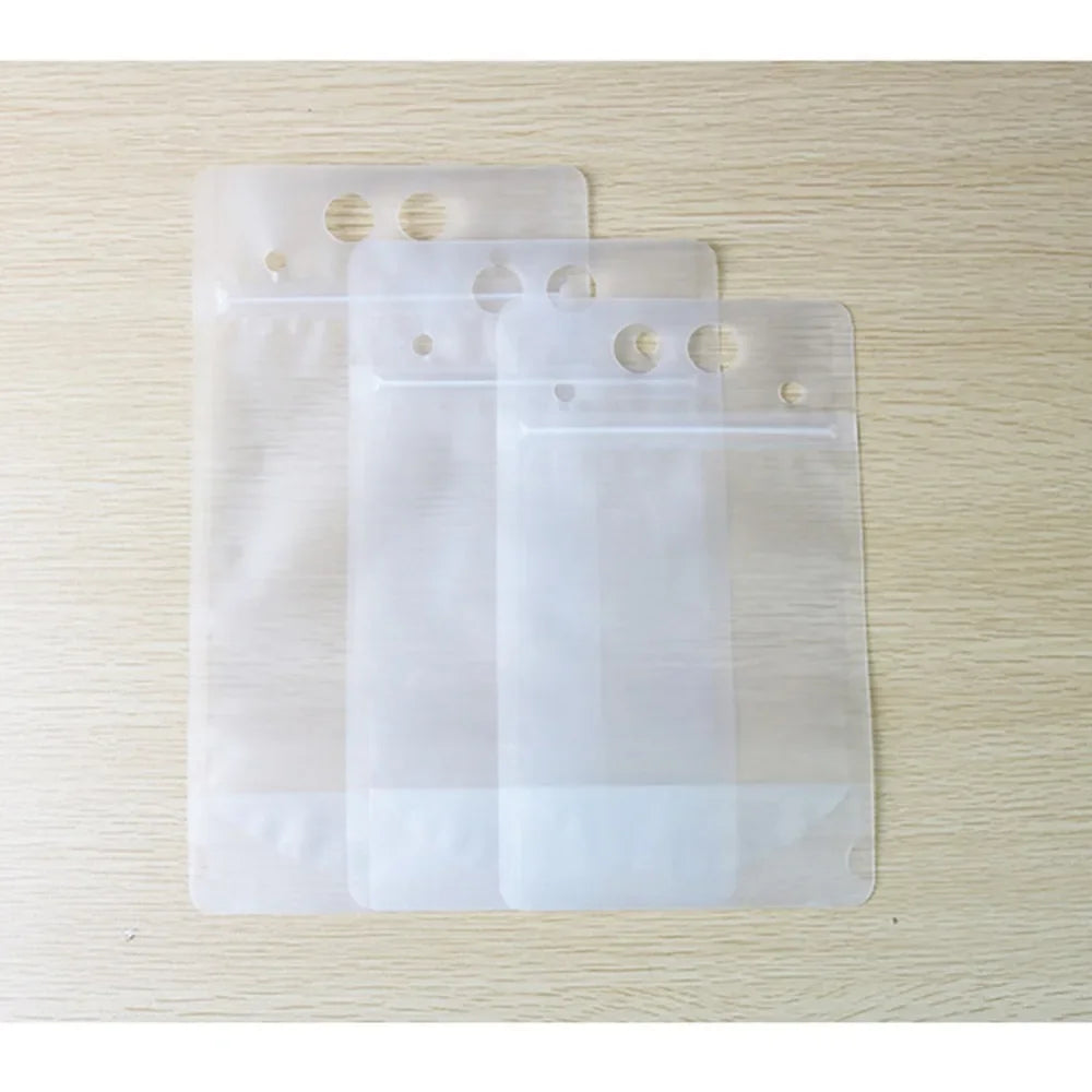 50Pcs Clear Plastic Drinking Packaging Bag Food Fresh Keeping Transparent Beverage Juice Milk Coffee Pouch Zip Bag Without Straw