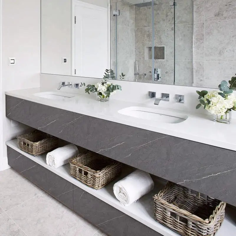 Matte Thick Gray Marble Pattern Waterproof Film Furniture Self-Adhesive Wallpaper Kitchen Countertop Oil-Proof Rock Wall Sticker
