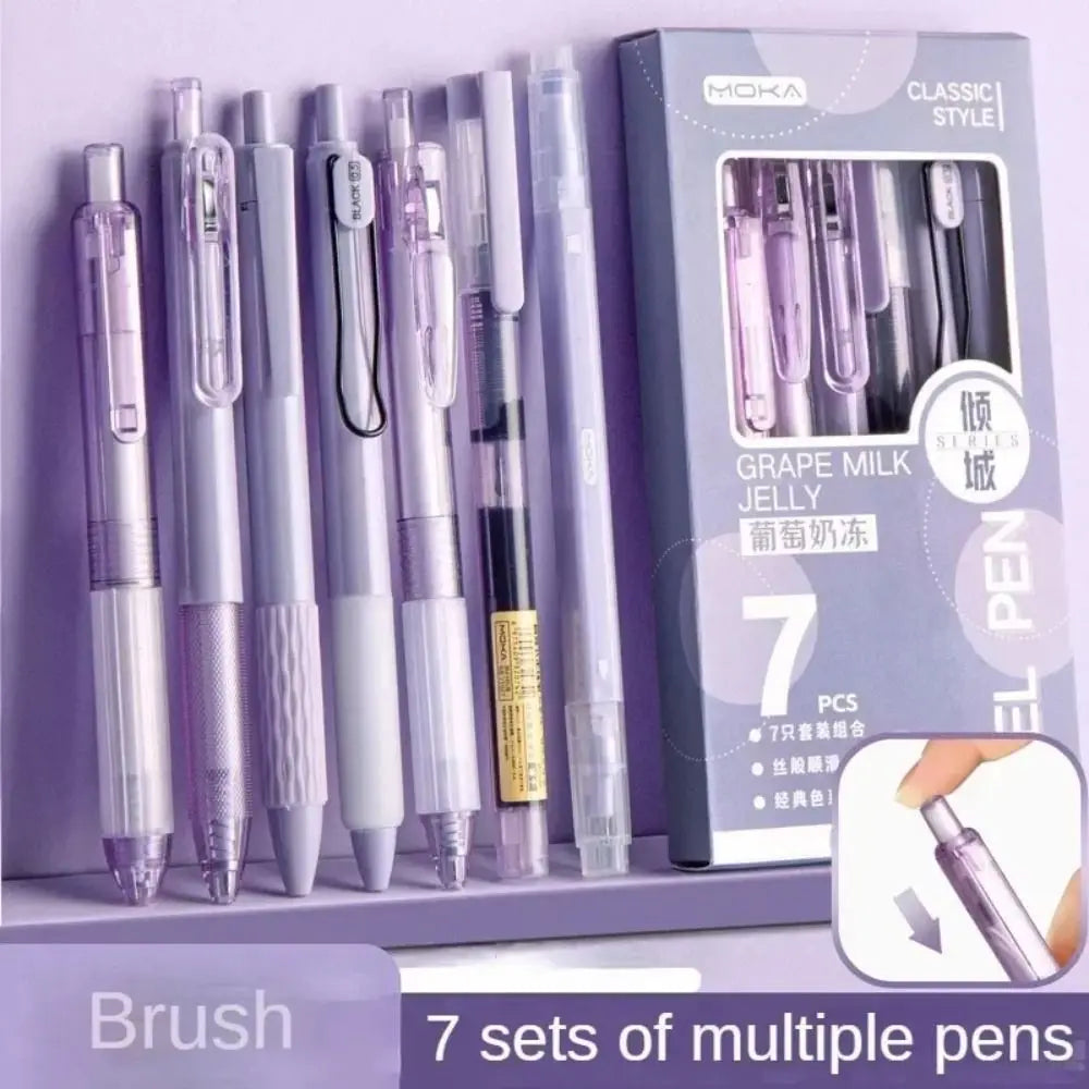 7-Pc Retractable Gel Pen Set 0.5mm Quick Dry