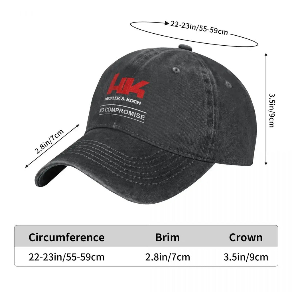 Firearm HK Compromise Baseball Cap Unisex Style Distressed Denim Washed Snapback Hat Heckler Koch Outdoor Summer Caps Hat