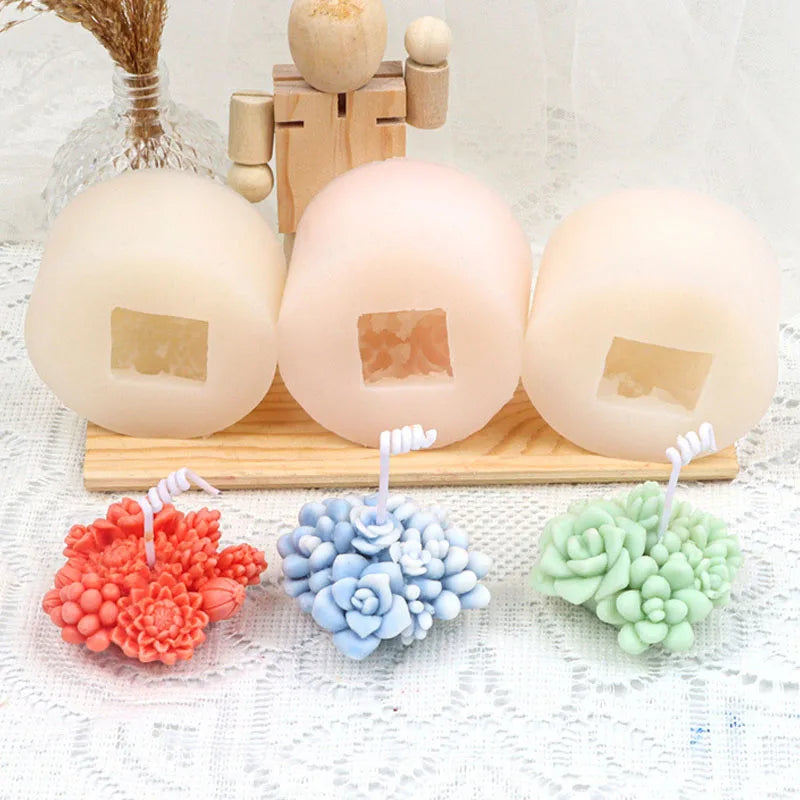 Succulent Flower Pot Silicone Mold DIY Flower Plant Gypsum Candle Making Resin Soap Mould Handmade Cement Clay Molds Home Decor