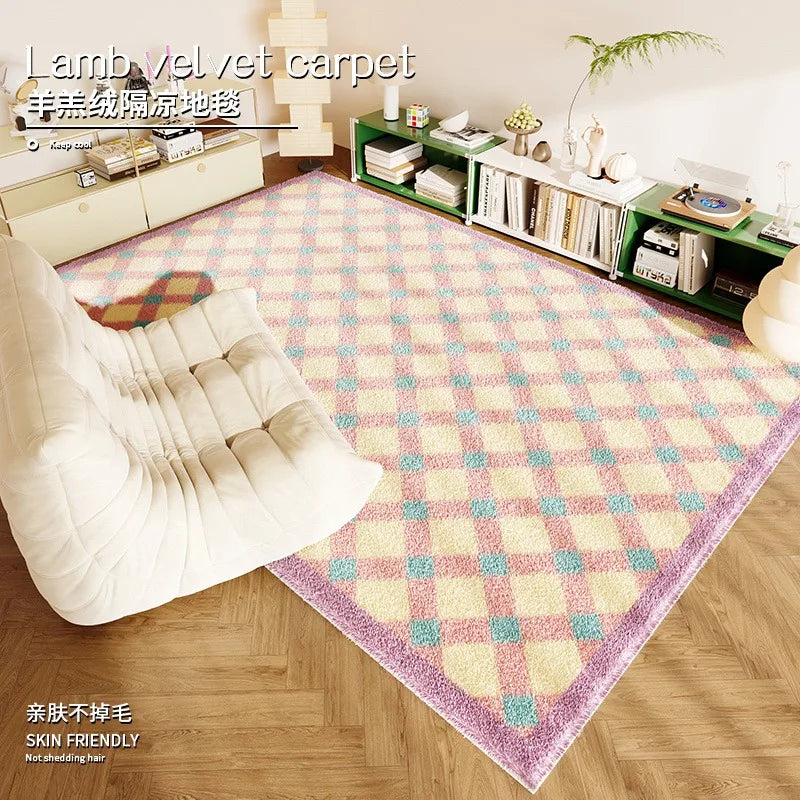 Living Room Carpet Fashion Art Plaid Bedroom Bedside Mat Popular Cloakroom Leisure Area Coffee Table Plush Rugs Ковер Tapis 러그