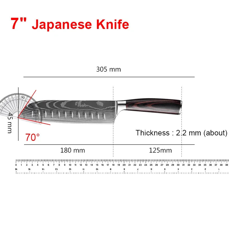 Professional Kitchen Knives Damascus Japanese Santoku Cleaver Slicing Knife Stainless Steel Boning Knife Butcher Cleaver Knife