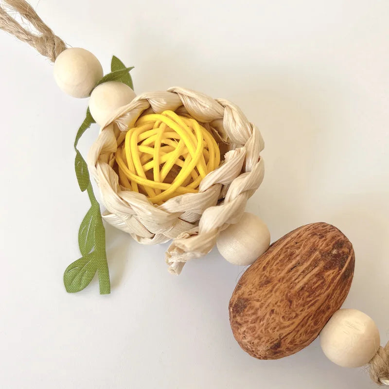 Bird Chewing Toy Funny Cotton Rope Pinecone Parrot Toys Bite Resistant Bird Tearing Toy Cockatiels Training Cage Toys For Pets