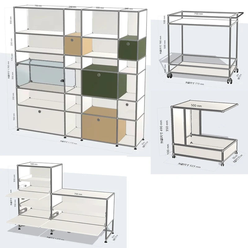 Metal TV Stand Storage Cabinet