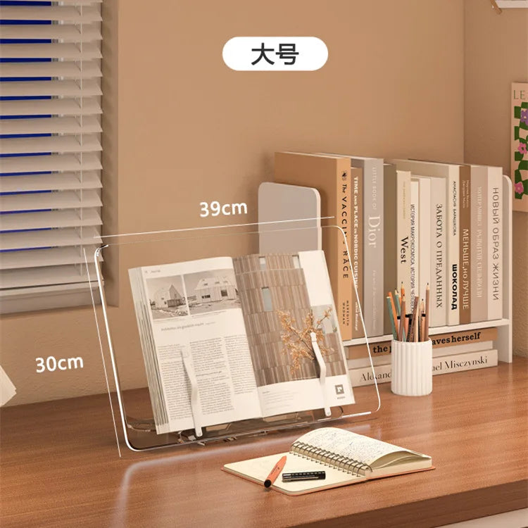 Acrylic Book Stand for Reading Hands Free Adjustable Book Holder to Prevent Neck Strain Foldable Desk Organizer for Study Office