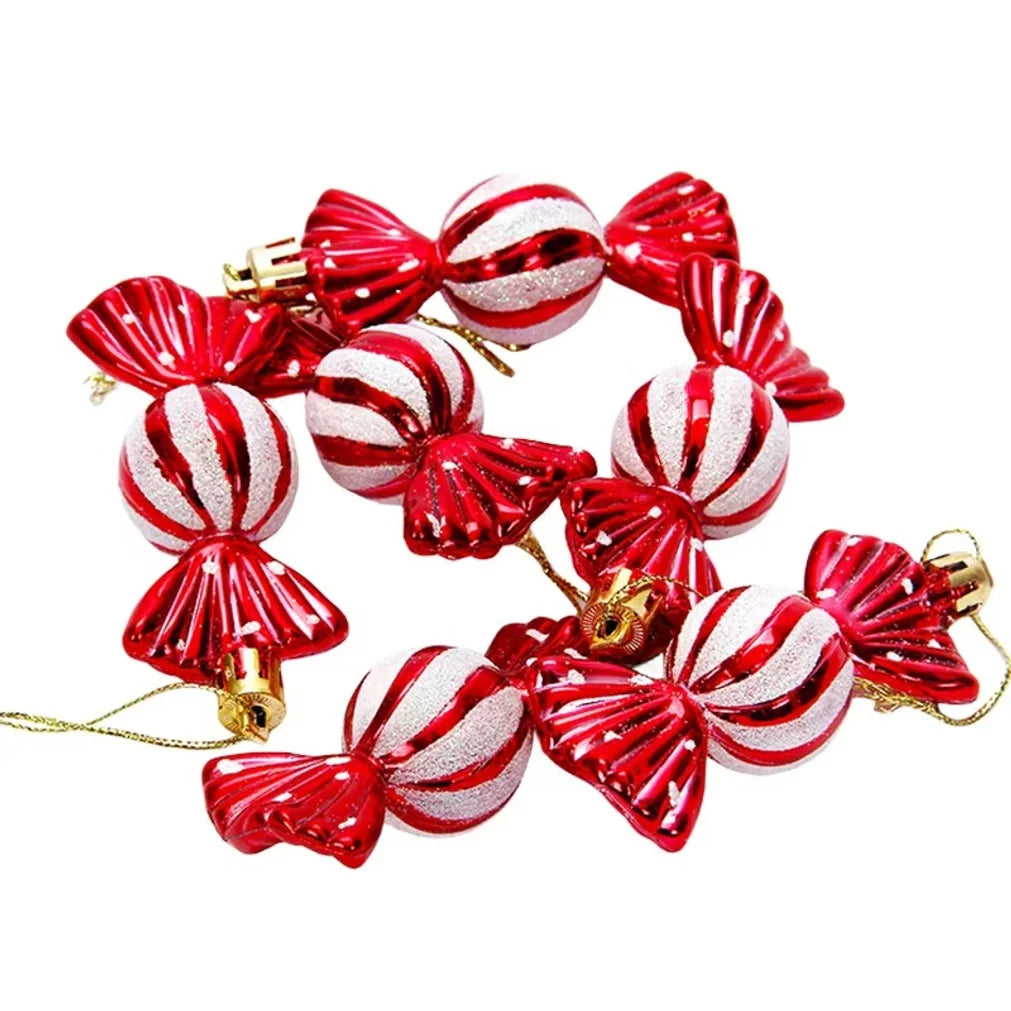 6pcs Christmas Candy Cane Pendant Xmas Tree Hanging Ball Ornaments Christmas Decorations for Home 2026 New Year Gift