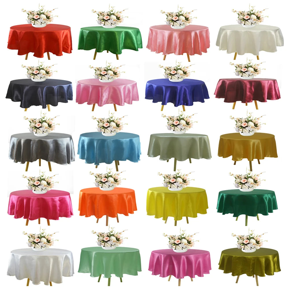 Round 108" Satin Tablecloth For Wedding Christmas Baby Shower Birthday Party Decoration Restaurant Coffee/Dining Table Cover
