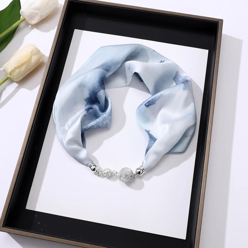 Imitation Silk Scarf Magnetic Buckle Necklace Pendant Wearing Spring and Autumn Cervical Protection for Women