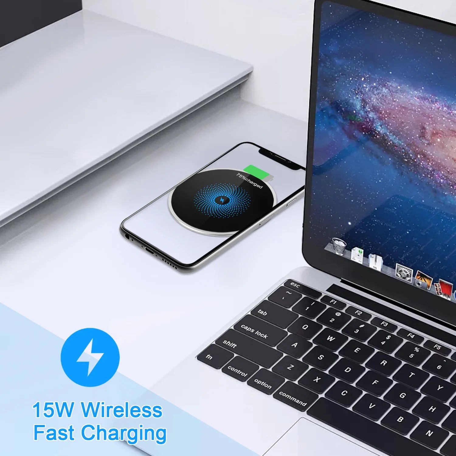 QI Wireless Charger Waterproof Aluminum Mirror Built-In for iPhone13-15 Pro Max Office Public Desktop Wireless Charger Built in