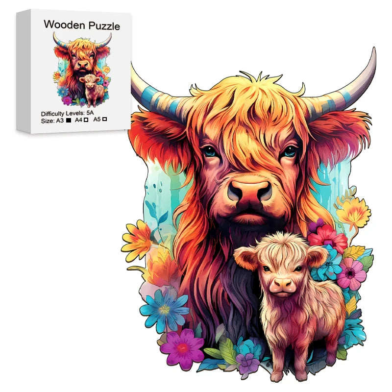 Cow Wooden Puzzle for Jigsaw Lover, Uniquely Stress Relieves Toys, Christmas Birthday Gift Home Decor Family Game