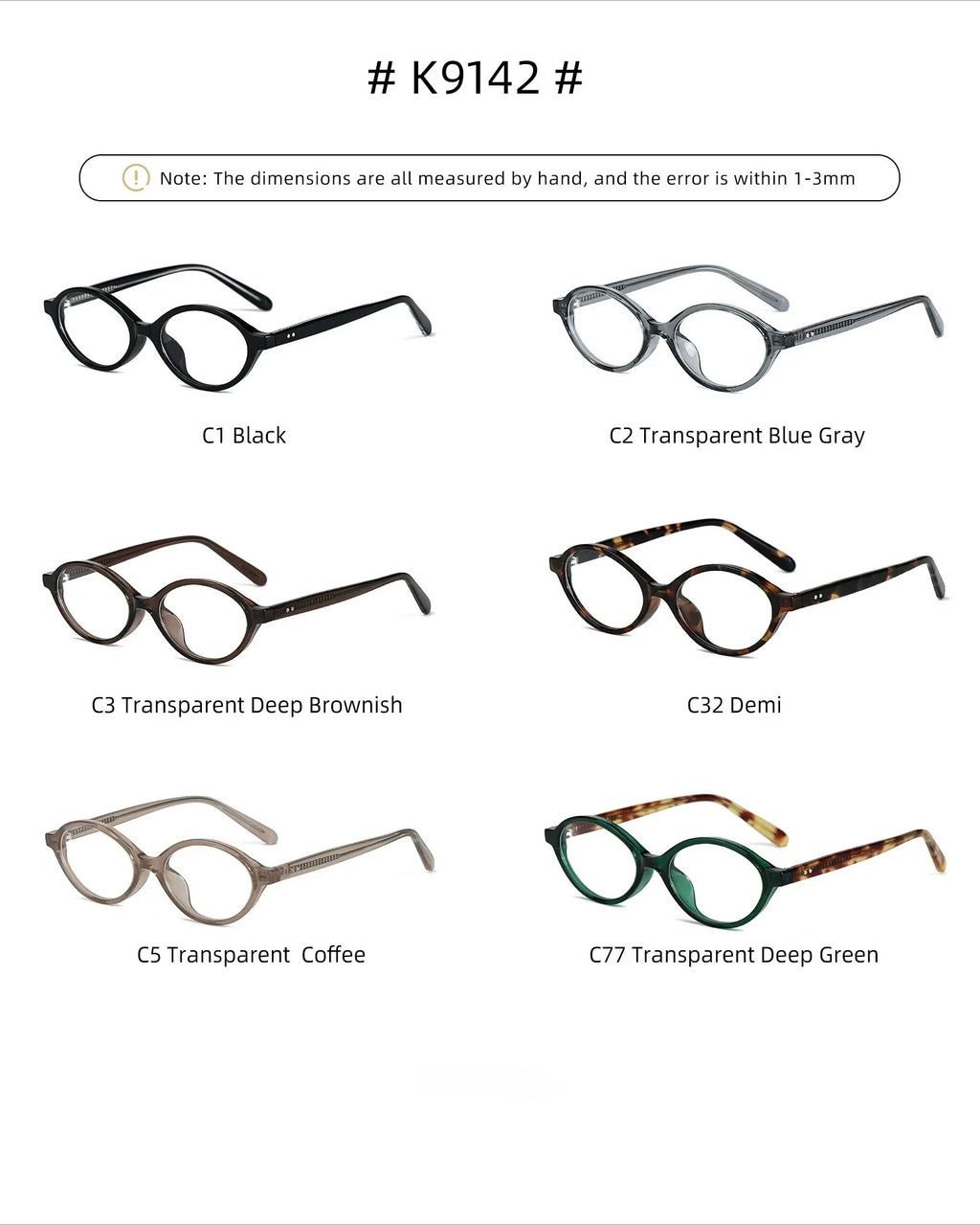 VICKY Fashion Delicate Oval Small Myopia Frames Women Reading Glasses Anti-Blue Light Customizable Prescription Glasses K9142