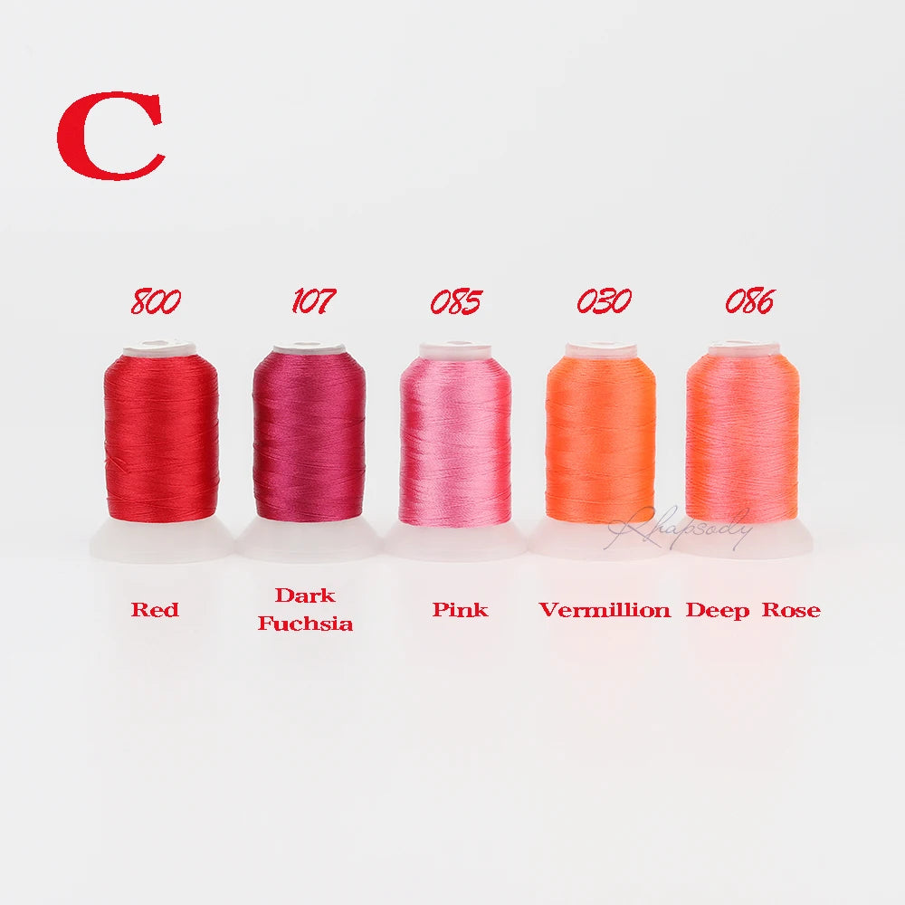 Rhapsody 40WT Polyester Embroidery Machine Thread 550Y 60 Colors Brother Babylock Janome Singer Pfaff Husqvarna Bernina Sewing