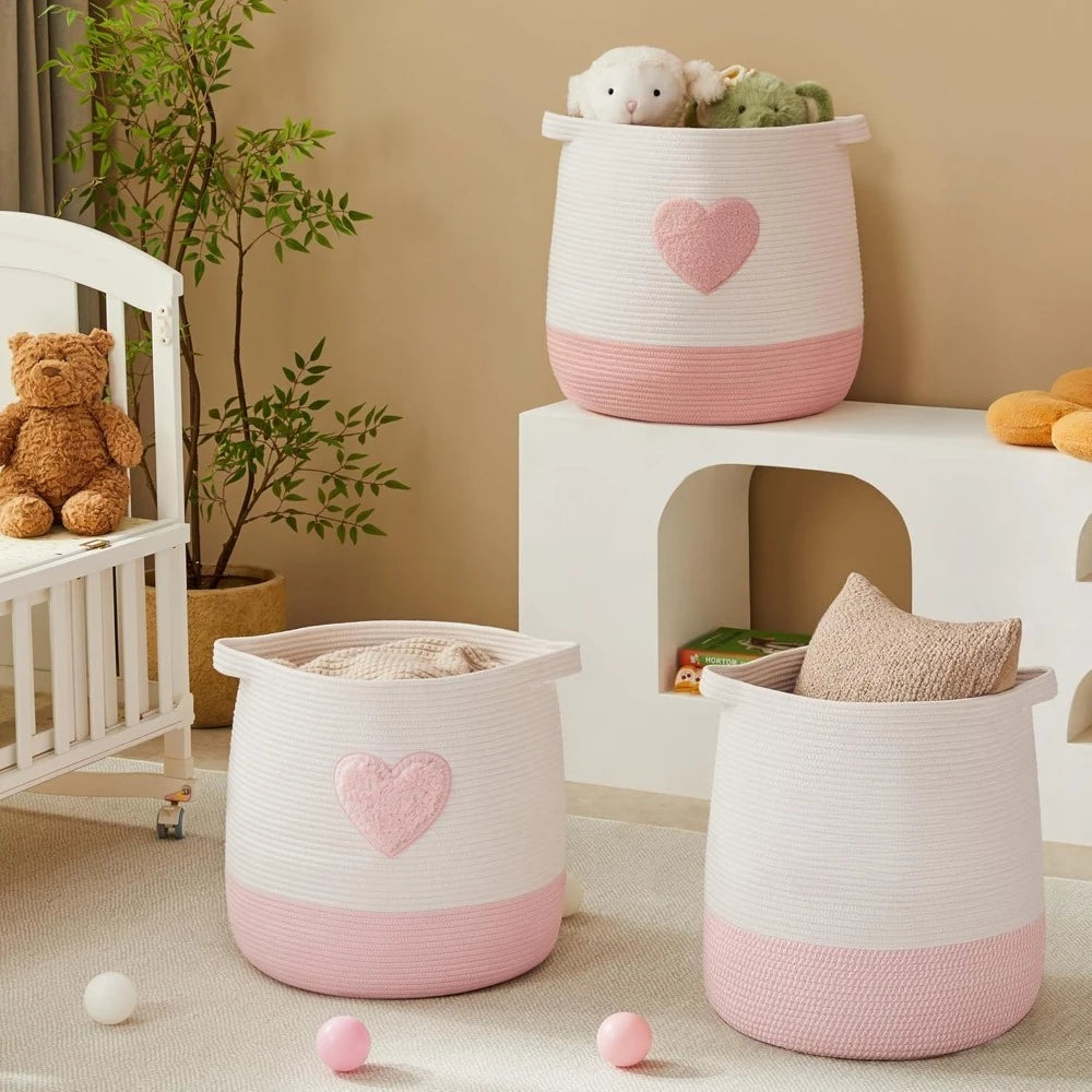 Pink Laundry Basket Hamper for Kids Girls Blanket Basket Blush Pink Baby Nursery Hamper for Girls Room Bedroom Large