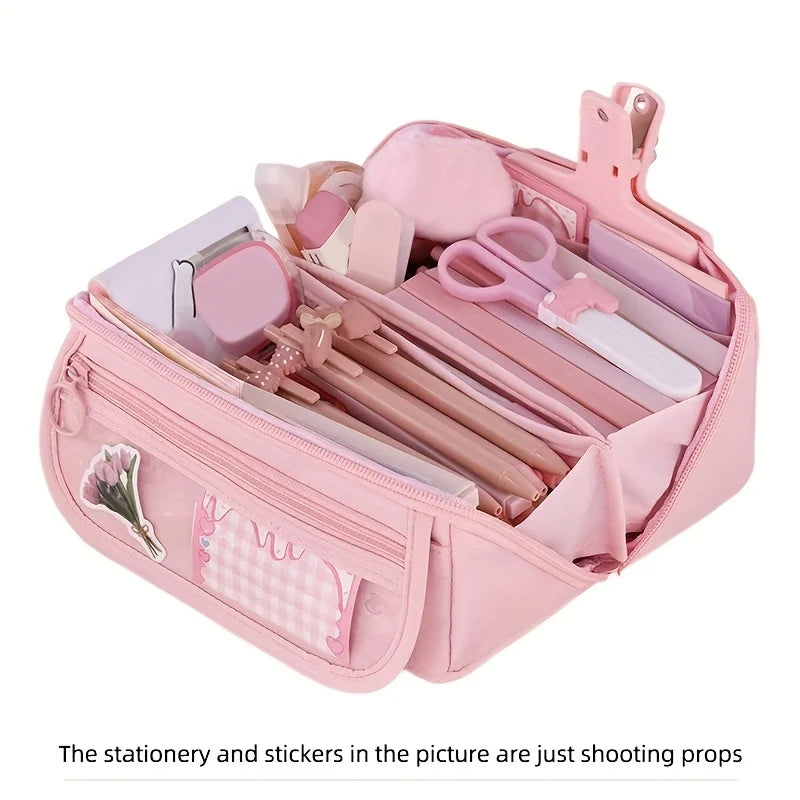 Large Capacity Pencil Case Organizer - Multi-Compartment Desktop Storage